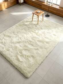 1pc Ivory Plush Carpet, Decorative Rug, Bedroom Decor, Floor Mat, Carpet, Home Decor, Small Living Room Rug - Multicolor 2 - View 3