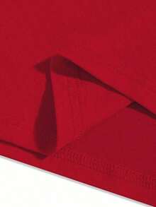 Camiseta de Mujer Casual de Color Sólido con Estampado, Cuello Redondo, Talla Grande, Adecuada para el Hogar, Deportes, Compras, Suave y Cómoda, Ideal para Primavera y Verano 2026 - Rojo - Ver 2