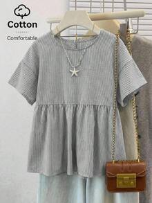 Camisa de mujer tejida a rayas verdes - Blanco y Negro - Ver 11