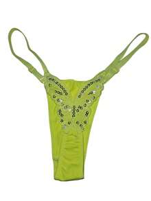 Butterfly Panties Kit 2 Microfiber Thong Lingerie Sexy Sensual Adjustable G-String - Negro y amarillo neón - Ver 3