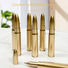 15pcs Creative Realistic Bullet Shaped Neutral Pens, Retro Metal Bullet Pens, 0.7mm Black Smooth Writing Pens, Realistic Bullet Shaped Ballpoint Pens, Creative Unique Bullet Pens, Student Office Fun Writing Stationery, Practical Writing Pen And Desktop Decor, Suitable For Students, Office Workers, Also As Creative Gift For Military Enthusiasts - Bullet Pen - View 1