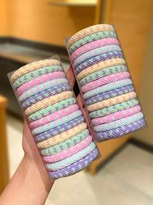 20入彩色加厚髮圈,高彈性髮帶,甜美可愛風,女性髮飾。滿足日常髮型需求,適合休閒、購物、校園、旅行與度假穿著。馬尾 - 彩色 - 查看 6