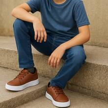 Boys' Comfortable Basic Lightweight School Sneakers - Rust Brown - View 2