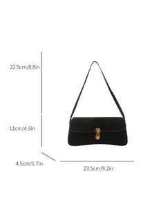 New Stylish Latch Underarm Bag, Chic Shoulder Handbag - Black - View 3