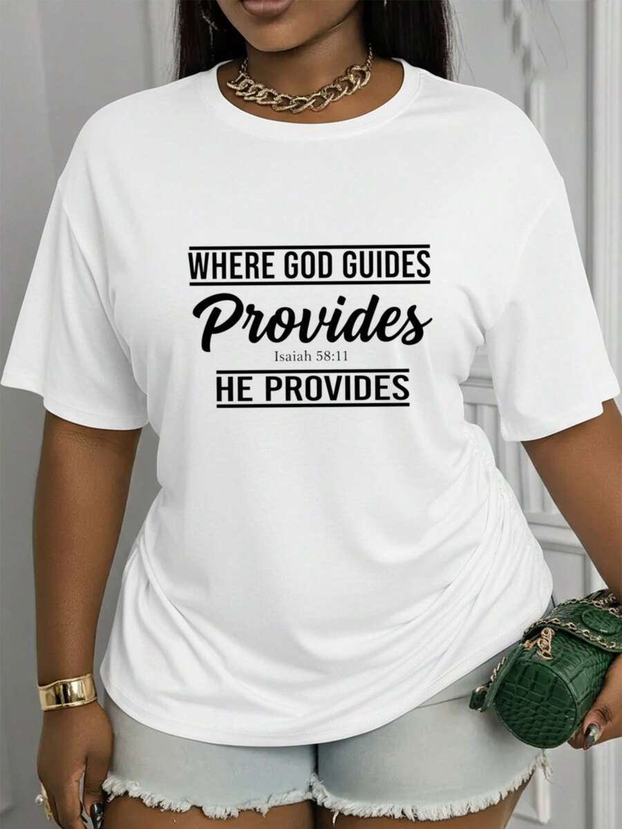 Isaías 58:11 Imprimir Camiseta casual de cuello regular, hecha de suave, amigable con liel, transpirable, lavable en máquina y adecu para todas las estaciones. Lo suficientemente atractivo y versátil para emparejarse con varios tres cotidianos.