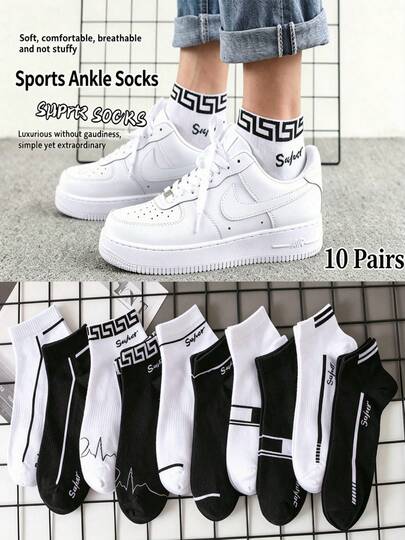 1/5/10 Đôi tất cổ ngắn thoáng khí đa năng unisex, tất ngắn thấm hút mồ hôi phù hợp cho mọi mùa