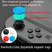 相容於 Switch Joy-Con、Switch OLED 和 Switch Lite 的替換搖桿帽拇指握把，Joy-Con 握把按鈕搖桿套，Switch 控制器替換零件維修套件配件 - 查看 3