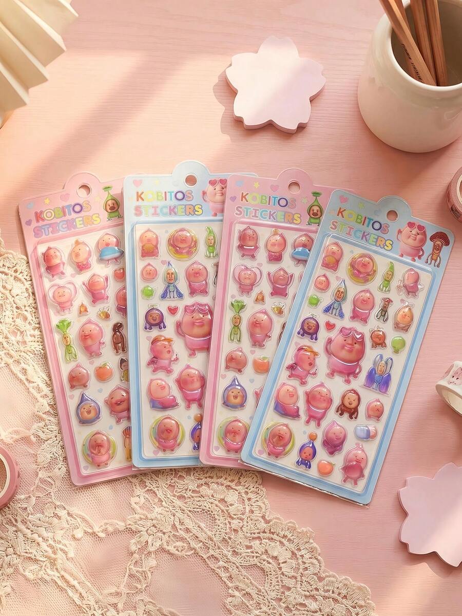1pc Cute 3D Decorative Sticker Toy, DIY Phone Decor For Girls, Embossed Crystal Children Jewel Stickers, Handmade Decorative Educational Reward Stickers, Suitable For Students And Kids, DIY Stickers, New Year Gift, Valentine's Day Gift, Easter Gift (Random Style) - Multicolor - View 1