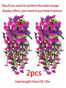 Artificial Silk Morning Glory With Eucalyptus Leaves, UV-Resistant, Realistic Hanging Floral, Artificial Lifelike Flower Plant, Suitable For Outdoor Decoration In Spring And Summer, Artificial Hanging Floral, Suitable For Wedding, Home, Office, Garden, Birthday, Anniversary, Holiday, Graduation Ceremony Decoration (Rose Red) - Multicolor - View 8