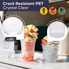 100 vasos de plástico transparente de fondo redondo de 16 onzas con tapas sin popote, vasos desechables de café helado con tapas, vasos sin BPA para llevar para smoothies - 12 onzas - Ver 4