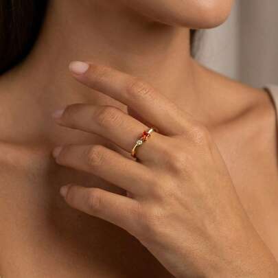 1 pieza Anillo geométrico minimalista de perla de circonita, adecuado para el uso diario de las mujeres