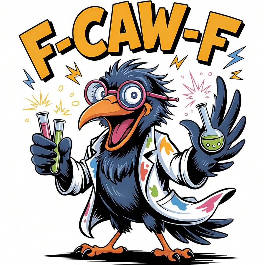 1 Peça / 2 Peças / 3 Peças Patch Termocolante de Transferência de Calor Quirky Science Crow F-CAW-F, Adesivo de Tecido DIY Estilo Laboratório Divertido para Decoração de Camiseta, Moletom, Bolsa de Lona