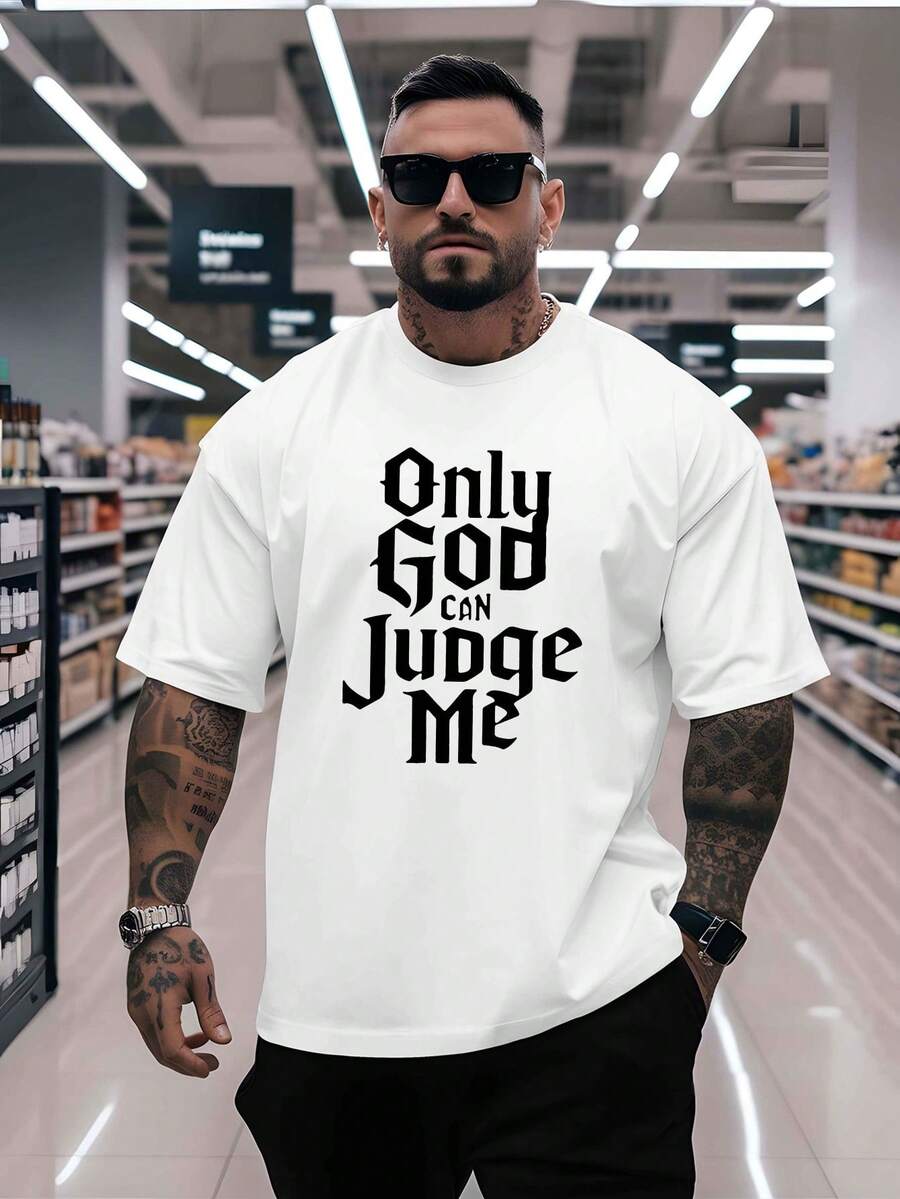 Sólo Dios puede atestiguarlo. La última camiseta de manga corta para hombre, moderna y estampada, de corte holgado, informal y versátil, con cuello redondo, para primavera y verano, transpirable y cómoda, disponible en tallas más grandes. - Blanco - Ver 1