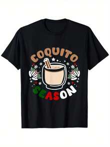 Camiseta de Puerto Rico para Navidad, Camiseta de la Temporada del Coquito, Camiseta de Algodón Casual de Cuello Redondo para Hombre y Mujer, para las Cuatro Estaciones, Modelo Normal, de Manga Corta, Ligeramente Elástica, 100% Algodón, Tallas S-XXXL, Ropa Infantil - Negro - Ver 7