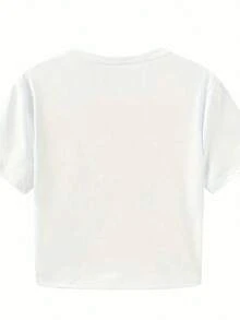 Camiseta Corta Casual para Mujer, Camiseta Blanca de Manga Corta para Mujer con la Frase 'I'M A MOMMY Mamacita?' Estampado - Mezcla de algodón suave, perfecta para uso casual y para celebrar la maternidad - Esencial para el invierno y elegancia casual - alta calidad - Blanco - Ver 3