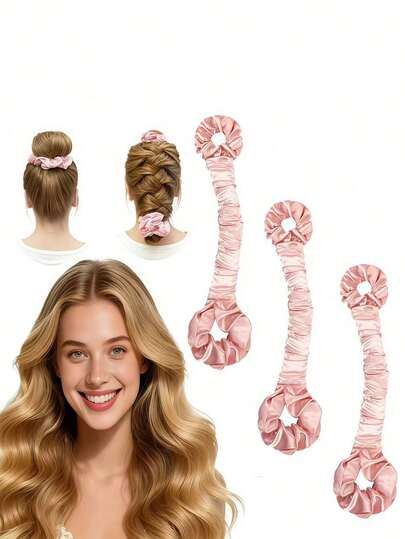1pc Satin No-Heat Hair Curler, Heating Free Hair Curling Wand With Hair Ties, Lazy Curler, Hair Styling Styling Tool Set, No Heat Curling Tools, Convenient Hair Care Tool, Sponge Curling Stick, Sleep Hair Care Tool, Curler, Back To School Necessities, Travel And Vacation Necessities, Women's Hair Accessories, Curling Hair, Hair Salon, Accessories, Party Gatherings, Gift,Accessories, Tools,Bathroom Hair Accessories, Valentine's Day, Mother's Day Gifts.(For Creating Big Waves) ﻿ ﻿ ﻿ ﻿