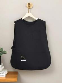 1pc Shirt-Style Apron With 2 Deep Pockets, Artistic Work Vest Suitable For Work, Painting, Cooking, Gardening, Office, And Cafe - Multicolor - View 4