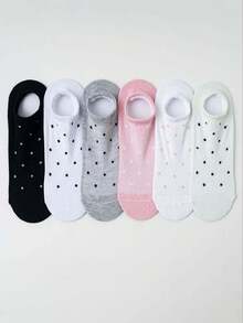 1/3/6 Pairs Women Yoga Non-Slip Grip Socks, Random Colorful Polka Dot Design, Professional Sports Pilates Short Socks - Multicolor - View 2