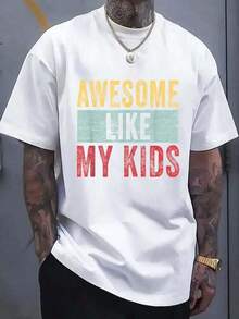 Camiseta 100% Algodón con Estampado Divertido "Increíble Como Mi Papá" para el Día del Padre, Camisetas Gráficas, Combinan con Todo, Camiseta de Manga Corta 100% Algodón, Suave, Holgada y Transpirable, Ideal para Mujeres y Jóvenes, Adecuada para Moda Casual Diaria, Estilo Urbano, Estudio, Vacaciones, Compras, Ocio al Aire Libre y Uso Diario. - Blanco - Ver 1