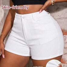 Slayr Plus Size Blue Denim Shorts, Casual Skinny Stretch Shorts Summer Summer Outfits For Women Vacation Outfits Women Cowgirl Outfits For Women Western Wear Women Business Casual Woman Festival Airport Outfit For Women Graduation Outfit 4th Of July Outfits Comfy Shorts Teacher Outfits White Festival Women's Fashionable Denim Shorts, Suitable For Summer Mother's Day Back-To-School Outfits - Blanco - Ver 7