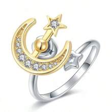 1 chiếc nhẫn xoay hình bướm sang trọng mạ vàng và bạc đính đá Zirconia, có thể điều chỉnh kích thước, dành cho nữ, giúp giảm lo âu, làm trang sức cưới, giảm căng thẳng, đeo hàng ngày. - Nhiều màu - Xem 24