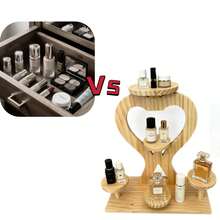 Natural Pine Wood Heart-Shaped Multi-Tier Display Rack, Multifunctional Desktop Storage Organizer, Can Be Used To Display Perfumes, Cosmetics, Small Decorations And Collectibles, Cute And Decorative Home Accessory - View 5