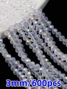 600Pcs 3mm AB Color Faceted Crystal Glass Beads, Rondelle Loose Spacer Beads For Jewelry Making DIY Crafts Wind Chimes Suncatchers Bracelets Necklaces - Multicolor - View 10