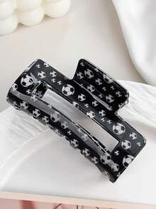 Pince à cheveux motif ballon de football noir, pince à cheveux rectangulaire grande avec imprimé sportif mignon, en matériau acrylique antidérapant, convient aux cheveux épais et fins, accessoire de cheveux idéal pour les fans de sports, pinces à cheveux d'été, pinces de plage, barrettes de vacances - Multicolore - Voir 6