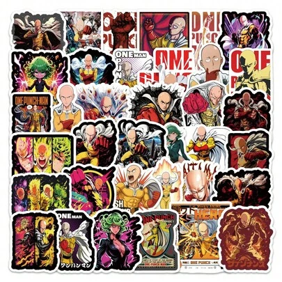 Bộ 54 miếng dán hình siêu anh hùng đấm bốc theo phong cách anime, chống thấm nước, hình dán nhân vật võ sĩ quyền anh anime, hình dán phong cách truyện tranh nổi bật dành cho máy tính xách tay, bình nước, ván trượt, sổ tay và người hâm mộ.