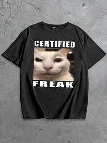 Camiseta con estampado divertido de meme de gato, camiseta de gato, camiseta con estampado de gato, camiseta humorística de gato, para mujeres, regalo - Negro - Ver 5