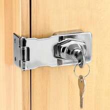 1/2 Set Safety Hasp Lock, 3 Inch Reversible Barn Door Lock, Lockable Safety Latch, Cabinet Lock With Keys - AA - View 11