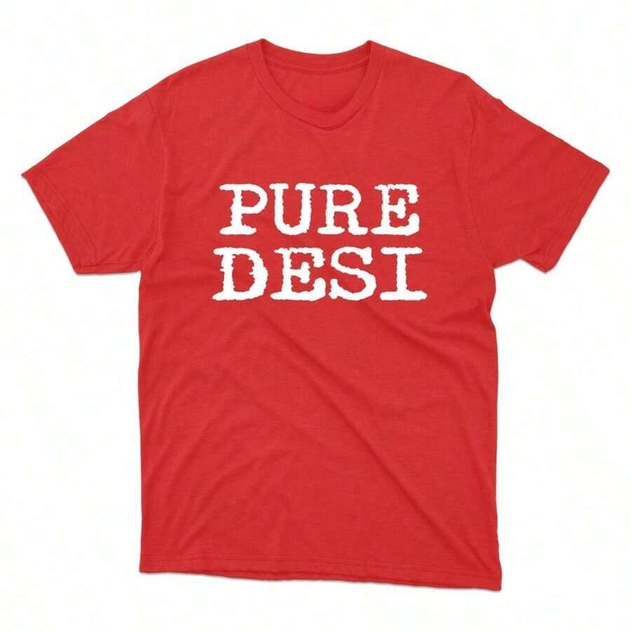 Soft 100% Cotton T-Shirt. High-Quality T-Shirts In Plus Sizes, Featuring A Traditional Punjabi Desi Print, A Crew Neck Print T-Shirt. Versatile Unisex T-Shirts. Breathable Cotton T-Shirt That Goes With Everything. - 紅色 - 查看 1