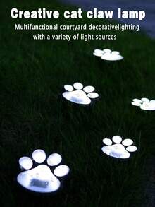 8/4pcs Outdoor Waterproof Solar Cat Paw Ground Lights - Light Control Automatic - White Light/Warm Light Optional - Suitable For Garden, Lawn, Patio, Path, Yard, Villa Exterior And General Pet Theme Landscapes - Solar-powered Cat Paw Lamp - View 5