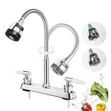 Flexible Single-Lever Basin Mixer Tap With Two Positions, Stainless Steel Body,  Finish, 360° Rotation, Specifically Designed For Three-Hole Basins - Chromium Alloy - View 1