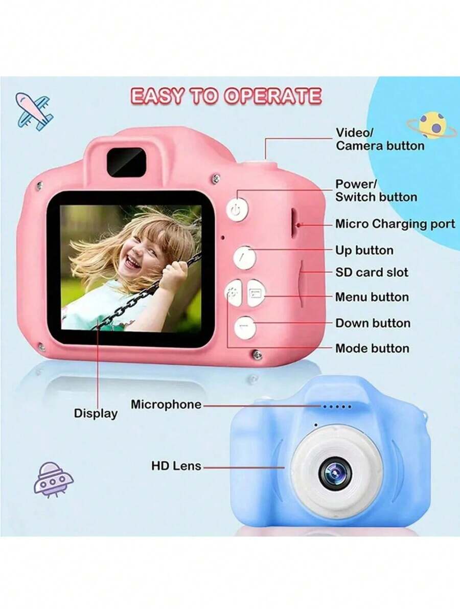 1 Piece Kids Digital Camera With Selfie Function, Video Recording, USB Charging, Holiday Gift For Children