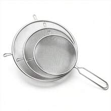 1 pieza/3 piezas Juego de coladores de malla fina de acero inoxidable, colador de cocina con mango largo y patas de soporte, adecuado para harina, arroz, té, jugo, aceite, filtrado de alimentos, cocina, hornear, lavavajillas - Plateado - Ver 4