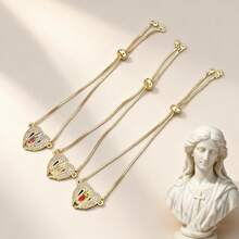 1pc Fashionable Creative Copper Catholic Religious Jewelry, Adjustable Virgin Mary Heart Pendant Bracelet, Suitable For Women, Ideal Religious Gift For Latin America/Europe - Our Lady - View 2