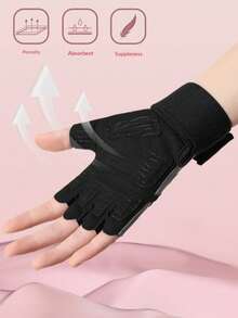 1 Pair Unisex Half Finger Fitness Gloves, Breathable Anti-Slip Fitness Gloves With Wrist Support, Suitable For Weightlifting, Cycling, Workout, Training, Pull-Ups And Rowing - Multicolor - View 7