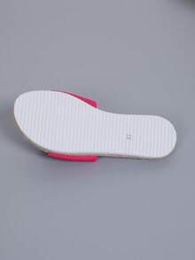 PWIIMG Damen Sommer Neue Leinen Einlegesohle Sandalen, große Schleife Dekoration Paar Leinen Sohle Gewebte Einlegesohle, minimalistische Stil Plateau Dicke Sohle Sandalen, Große Größen Weite Passform, einteiliger Schleifendekor offene Zehe Sommer Klassisch Vielseitig Strandpantoffeln, Orange Slip-On Pantoffeln für Damen, geeignet für Zuhause, Schlafzimmer, Muttertag, Outdoor-Outfit, minimalistische Mode Sandalen - Heißes Pink - Übersicht 7