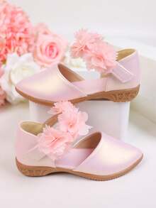 New Sweet Princess Shoes For Girls, Spring/Summer Fashion Pink Lace Flower Design Flat Shoes - Pink - View 8