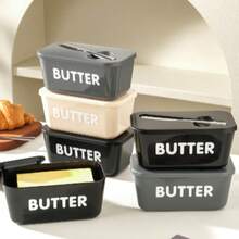 1pc Plastic Butter Dish With Knife And Lid, Kitchen Baking And Gift Butter Storage Container, Airtight Butter Box For Countertop Or Refrigerator, Dishwasher - Multicolor - View 3
