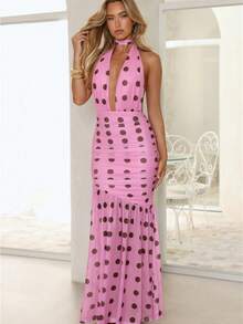 Sleeveless French Floral Lace-Up Dress 2026 - 粉色 - 查看 5