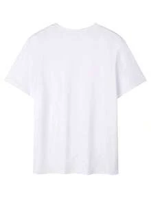 Camiseta de manga corta de cuello redondo con estampado gráfico sencillo, versátil y casual para uso diario y trayectos, para hombre, verano100% Cotton - Blanco - Ver 3