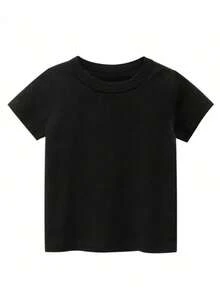 Camiseta con estampado de cohetes para niños camiseta de manga corta informal holgada para niños(4-7) - Negro - Ver 2