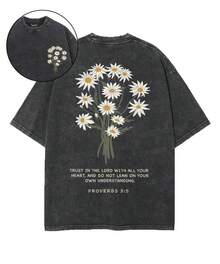 1 pieza Camiseta de manga corta de cuello redondo oversize unisex desgastada y lavada, 100% algodón pesado de 220g, diseñada por artistas Y2K estilo americano vintage, estampado gráfico de nombres de ciudades, ideal para uso diario, conciertos y festivales - Negro - Ver 6