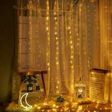 LED Curtain String Lights For Wedding Party Backdrop Decor, 8 Lighting Modes, Battery Powered, Suitable For Bedroom, Garden, Stage, Proposal, Birthday, Christmas, Halloween And Other Festive Lighting Decoration - AA Battery Box Curtain Light - View 28