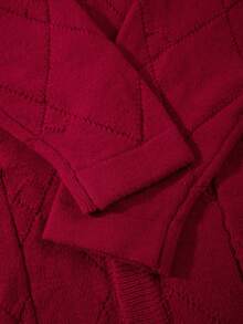 ANDREILEE Men's Cardigan, Fashion Solid Color Minimalist Button-Up Round Neck Long Sleeve Loose Ribbed Knit Sweater Jacket, Casual Commute Home Wear, Autumn/Winter - Red - View 9