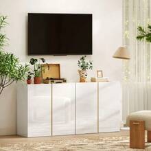 Chest Of Drawers, Sideboard With Soft-Close Doors, Adjustable Shelf, For Living Room, Kitchen, Dining Room, White - 白色 - 查看 6