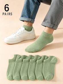 1/5/6/10 Pairs SageGreen Ribbed Ankle Socks, Breathable, Wear-Resistant, And Non Slip Socks For All Seasons, Basic Casual Socks For Men And Women - Olive Green - View 8