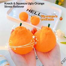 Extra Large Stress Relief Orange Toy, Slow Rebound, Soft And Squishy, TPR Soft Rubber Material, Can Be Pulled And Kneaded Freely, Resistant To Deformation And Breaking. Ugly-Cute Orange Shape, Soft And Super Stress-Relieving, Desktop Ornament, "Big Orange Brings Prosperity" Good Meaning, Suitable For Gifts Or Personal Use! - Multicolor - View 4